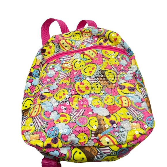Small Emoji Sequin Back Pack - Preowned 10" x 10" x 3" - Picture 7 of 8